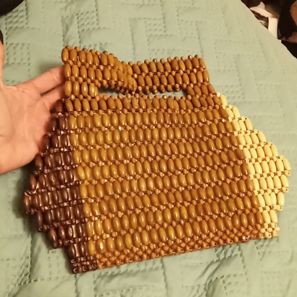 Womens wooden beaded purse